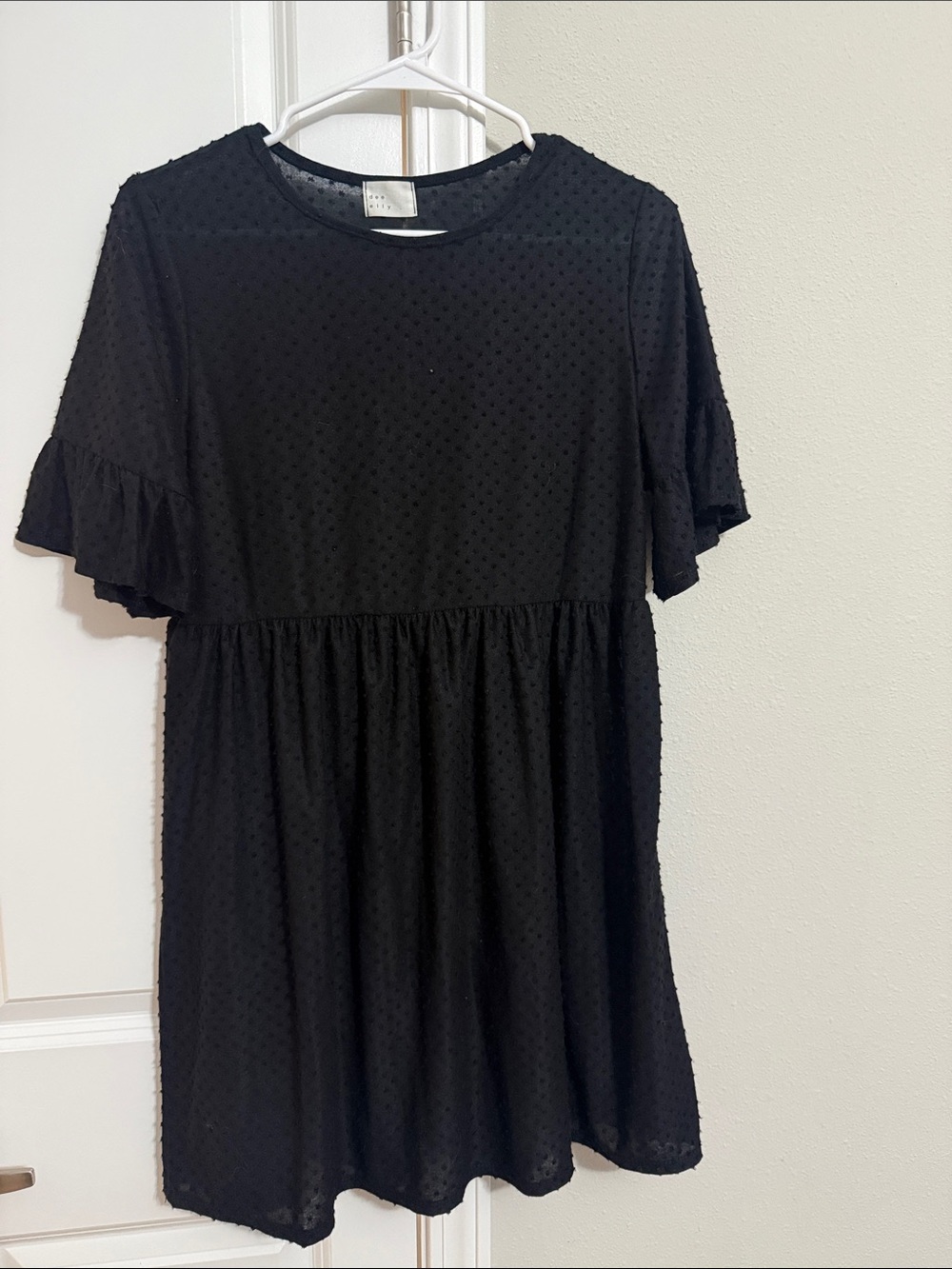 Black Asymmetrical Women’s Dress - Short Sleeve Ruffle